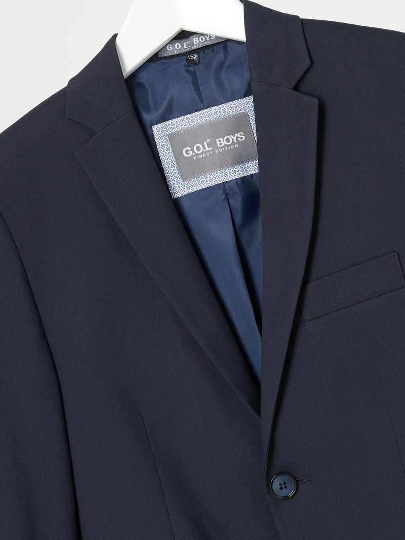 Slim Fit 2-Knopf-Sakko mit paspelierten Pattentaschen in marineblau