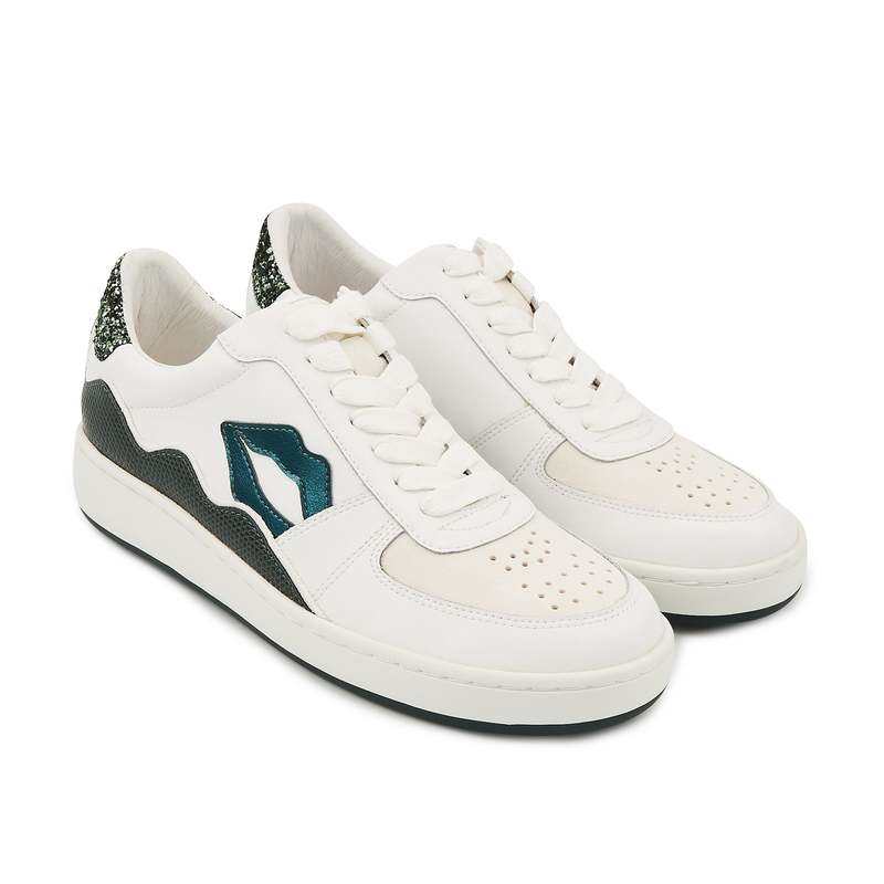 Baskets en cuir Loulou blanc dark green