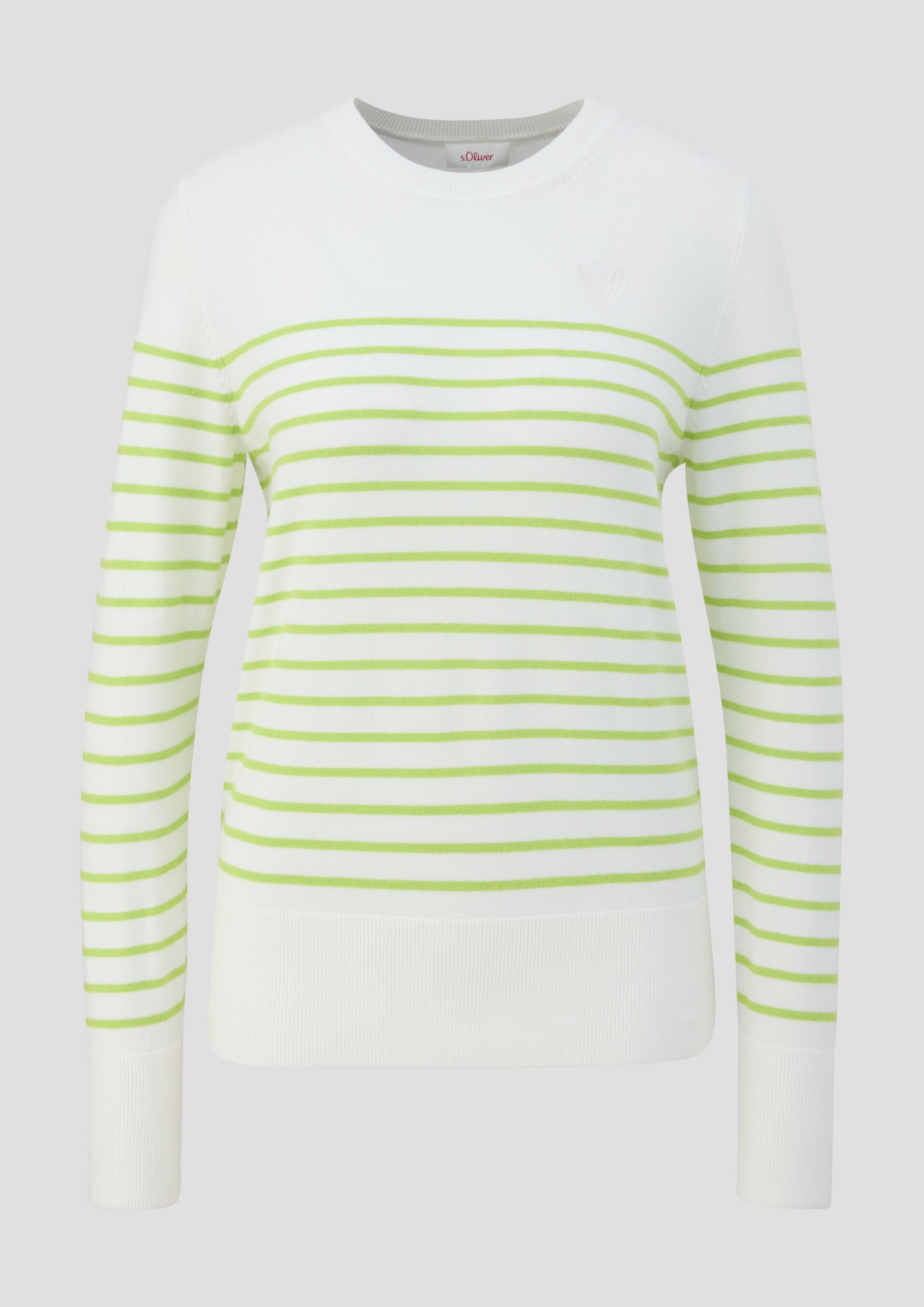 Ringelpullover mit kleiner Stickerei  2141234-74G3
