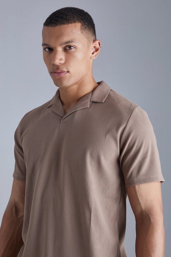 Tall geripptes Slim-Fit Ottoman Poloshirt
