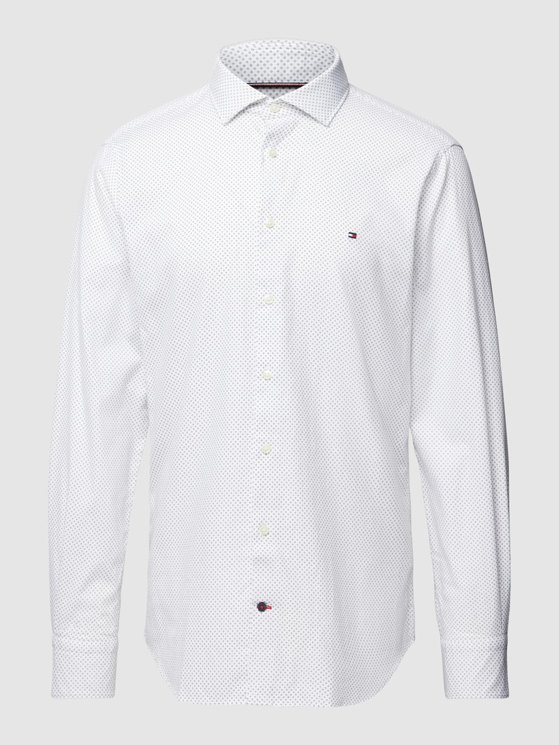 Slim Fit Business-Hemd mit Kentkragen in weiß