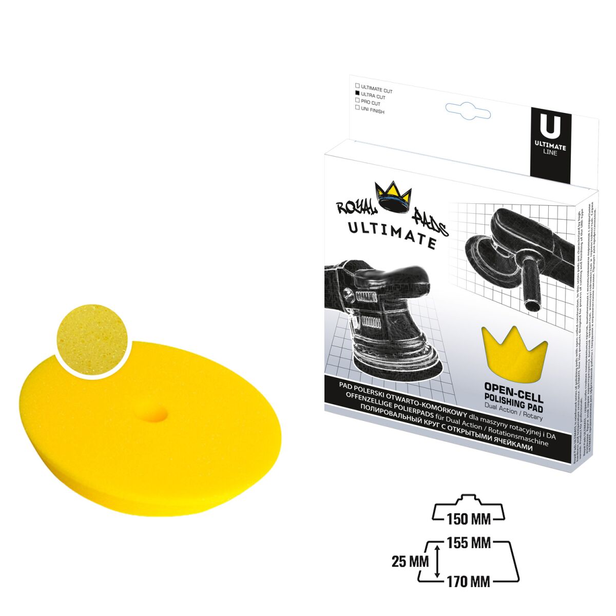 Royal Pads ULTRA Cut Schaum-Polierpad 155mm gelb