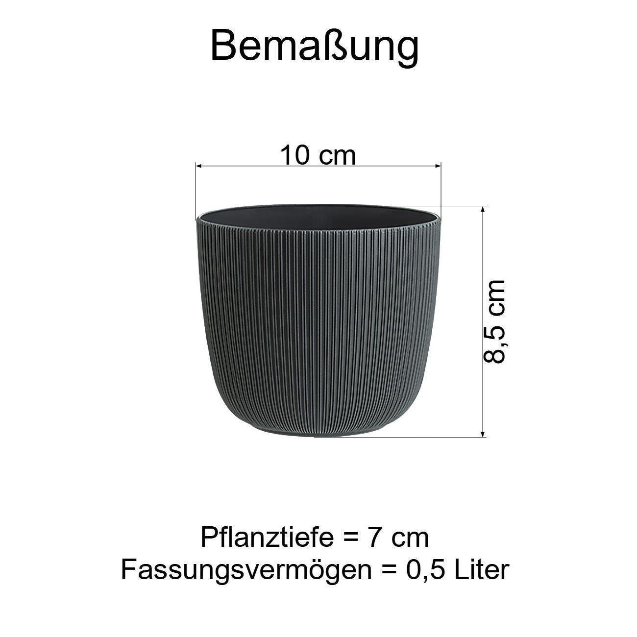 Engelland Blumentopf Pflanztopf mit Drainagesystem (Vorteils-Set, 1 St., robuster PP-Kunststoff), Rillenoptik, UV-resistent, Drainagesystem, direkte Bepflanzung