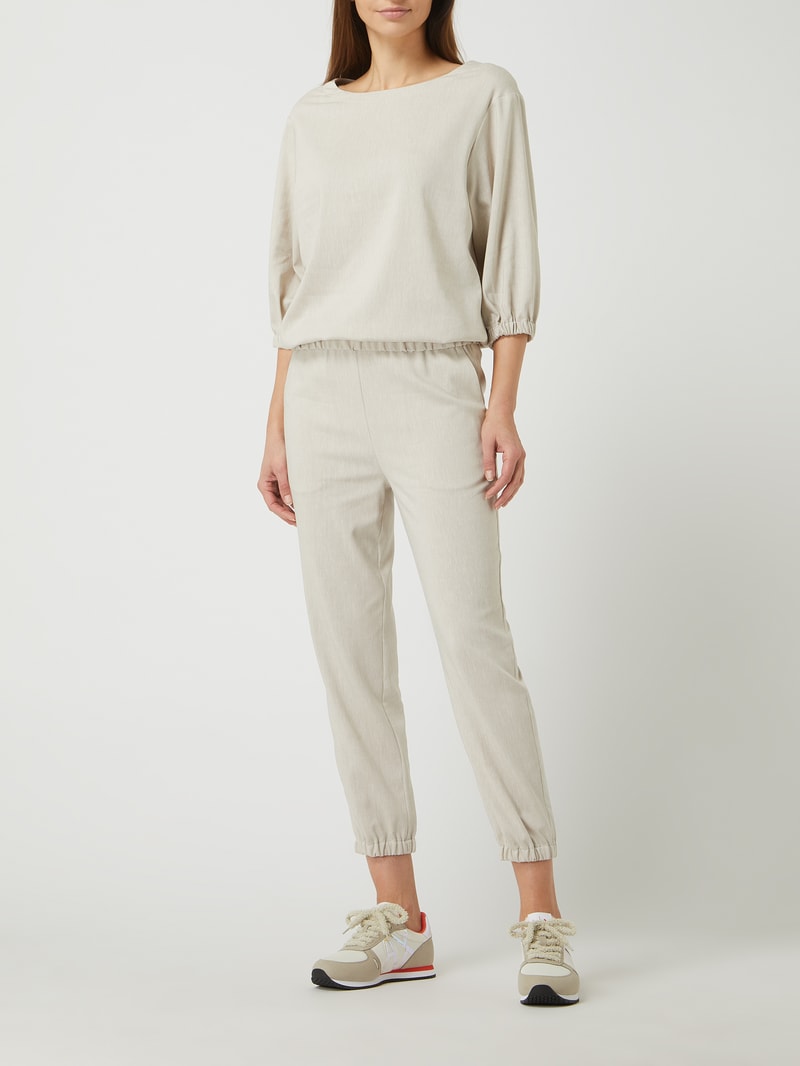 Sweatshirt mit Leinen-Anteil in beige