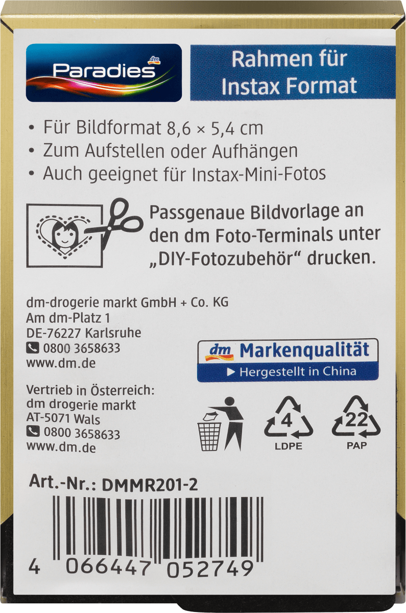 Bilderrahmen Instax 8,5x5,5 cm, gold, 1 St