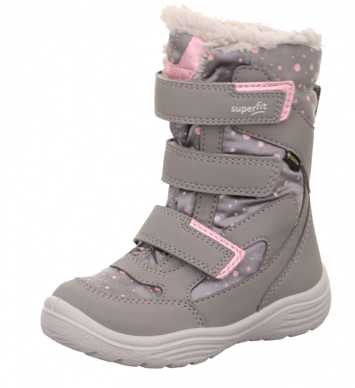 CRYSTAL - Hellgrau/Rosa Stiefel mit Klettverschluss