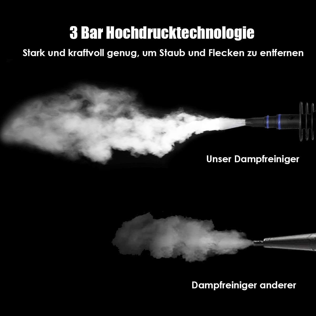 KOMFOTTEU Dampfreiniger, mit 350 ml Wassertank, 3 Bar, 1050 W, 3-5min Aufheizzeit