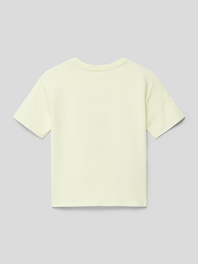 T-Shirt aus Baumwolle mit Motiv-Prints in hellgelb