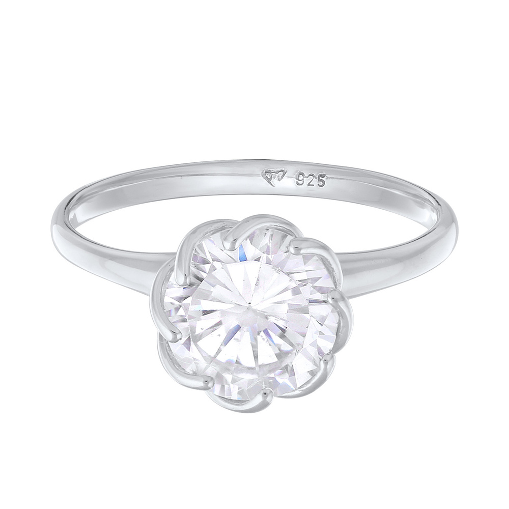 Elli Elli Bague Femmes Bague de fiançailles Solitaire Fleur avec Zirconia en argent st Bague