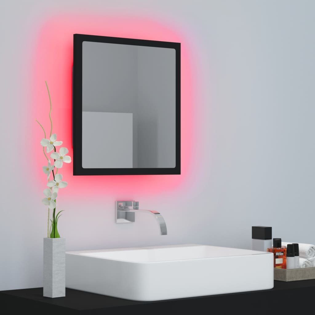 vidaXL Badezimmerspiegelschrank LED-Badspiegel Schwarz 40x8,5x37 cm Acryl (1-St)