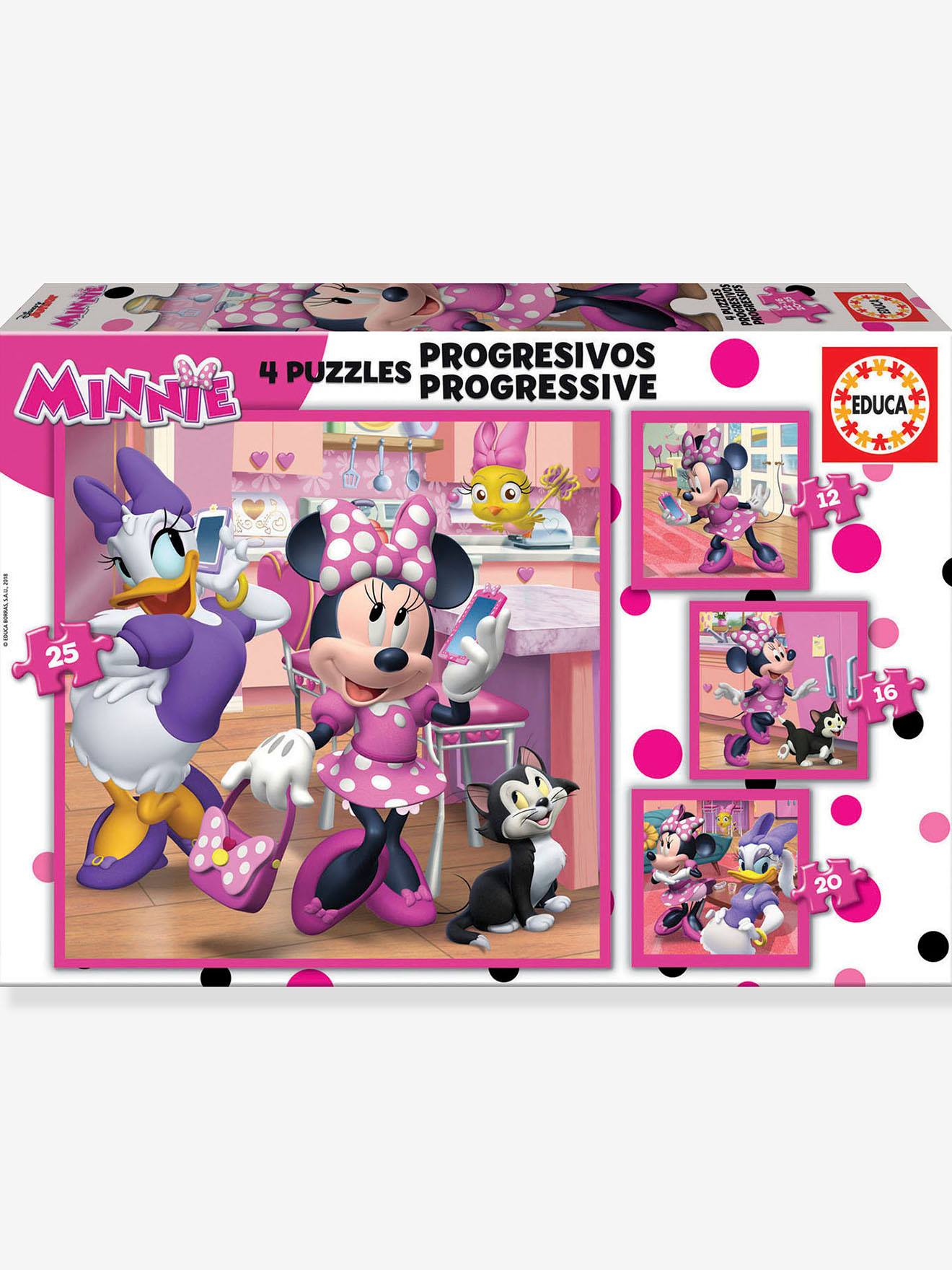 Educa 4er-Set Kinder Puzzles DISNEY MINNIE MAUS EDUCA, 15-25 Teile - rosa