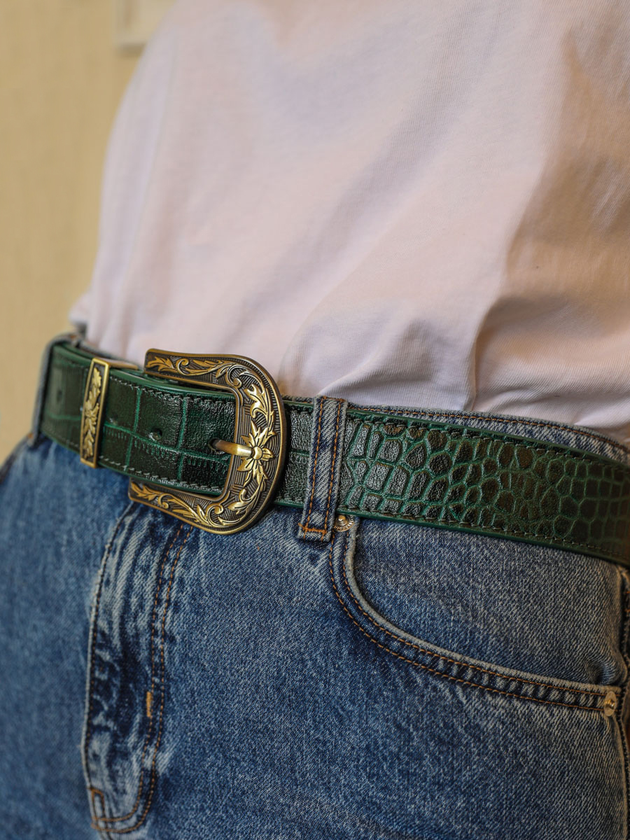 LaCeinture Western Alligator - Malachite