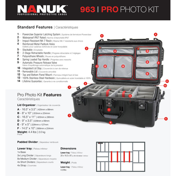 963 CASE MIT EINTEILER PRO PHOTO KIT CASE - Rollkoffer