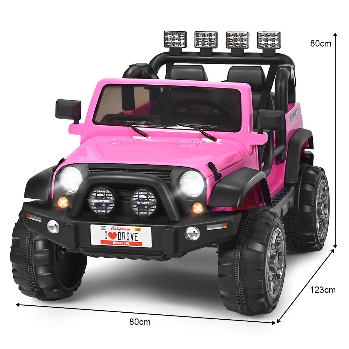Elektroauto Jeep 2 Sitzer mit 3 Geschwindigkeiten rosa