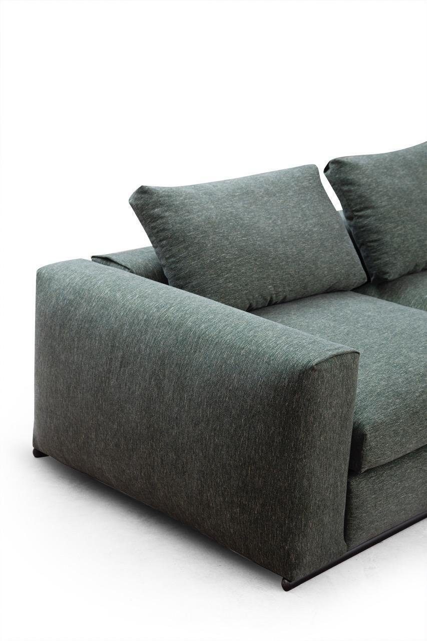 JVmoebel 3-Sitzer Wohnzimmer Sofa 3 Sitzer Polster Sofas Design Holz Textil neu Modern, 1 Teile, Made in Europa