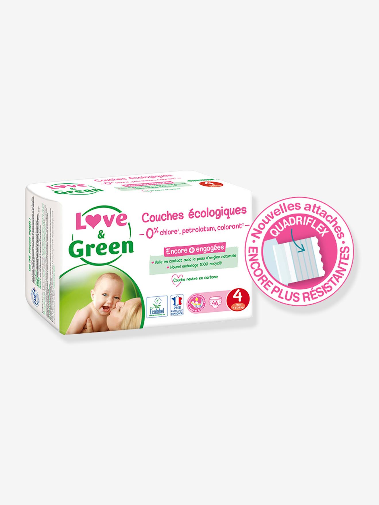 Couches hypoallergéniques T4 x 46 LOVE & GREEN blanc