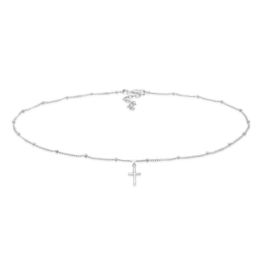 Elli Elli Collier Femmes Choker Boule Croix Foi Basique en Argent Sterling 925 collier
