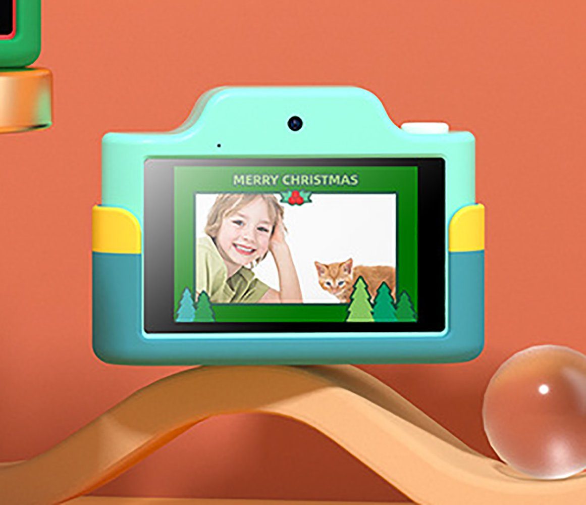 OKA Dino-Kinderkamera, 32GB Speicher, 3 Zoll Touchscreen, WLAN, Kinderkamera (inkl. 1000mAh Akku, mehrsprachig, Filter und Sticker, stoßfest, Geschenk 3-8 J)
