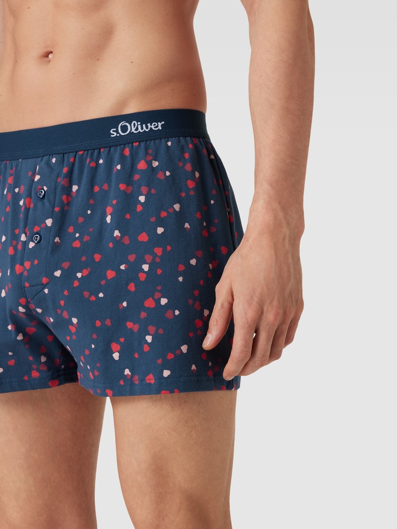 Boxershorts mit Allover-Muster Modell 'Valentine' in dunkelblau