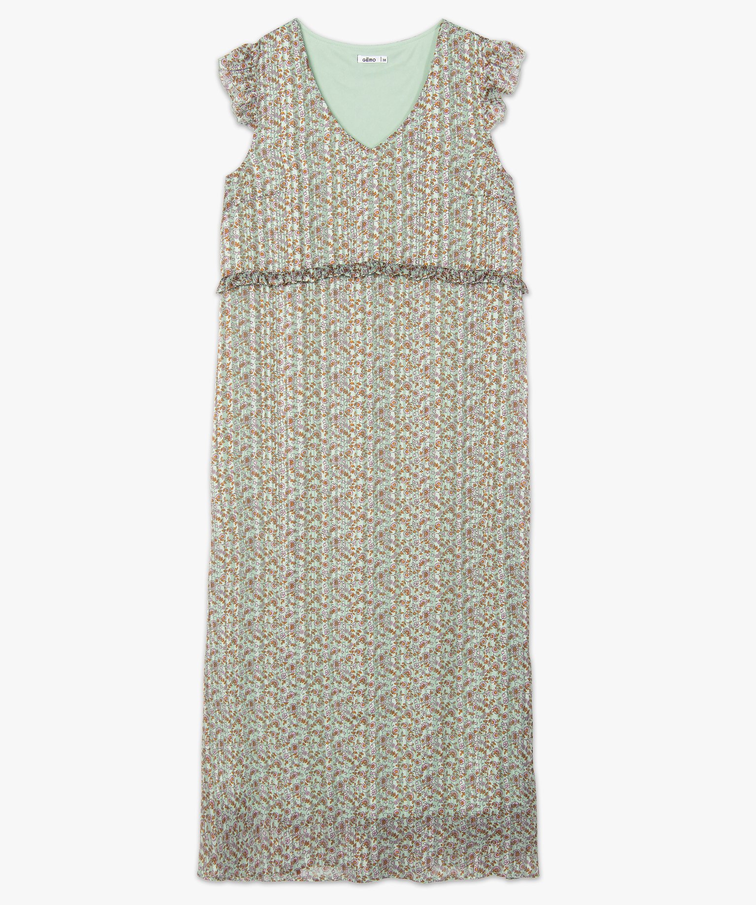 Robe femme à motifs fleuris et rayures pailletées | GEMO