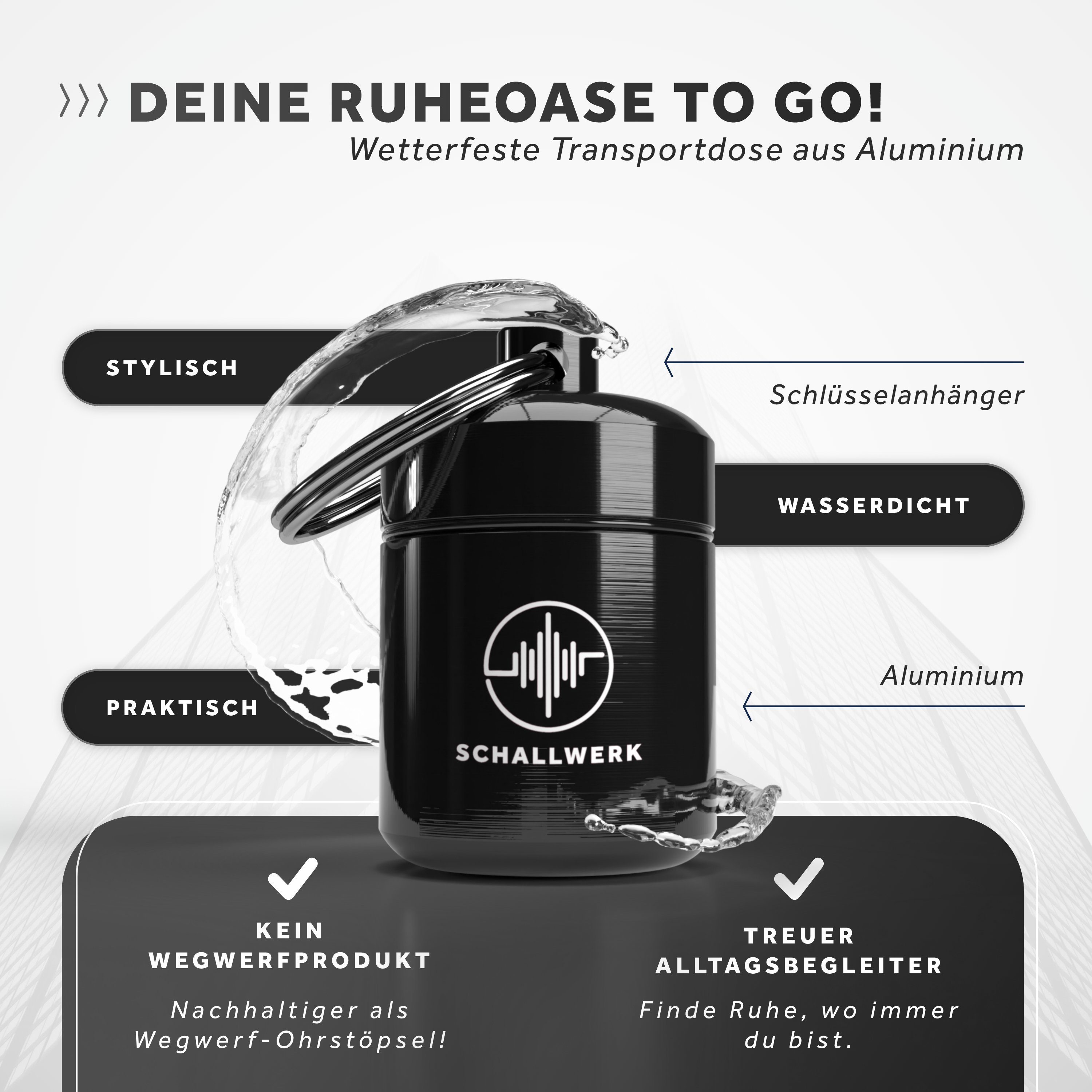 Schallwerk Gehörschutzstöpsel SCHALLWERK ® Invisible+ unauffällige Gehörschutz Ohrstöpsel