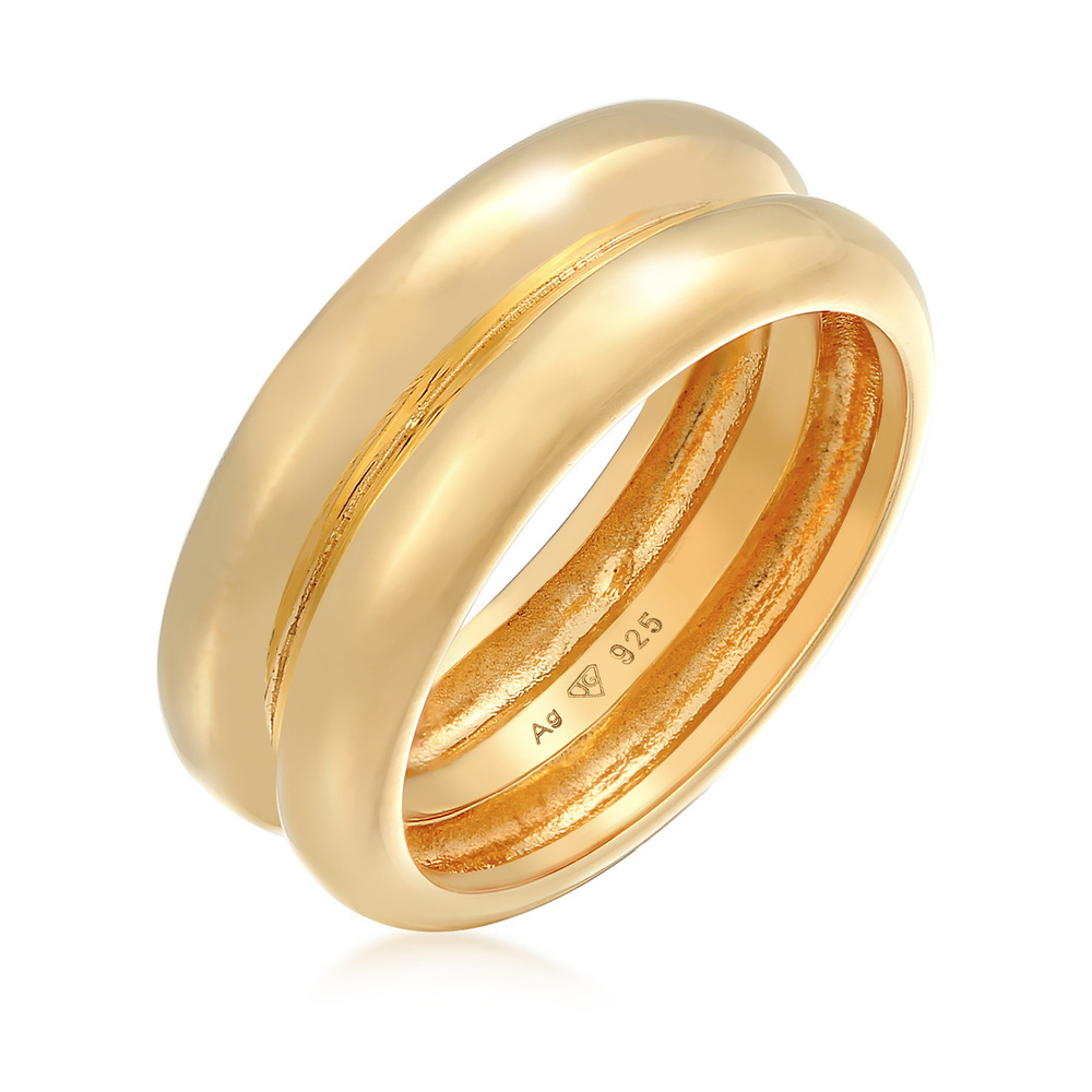 Elli PREMIUM Elli PREMIUM Bague Femmes Bande Vouté Chunky Basique Tendance en Argent Sterling  Bague