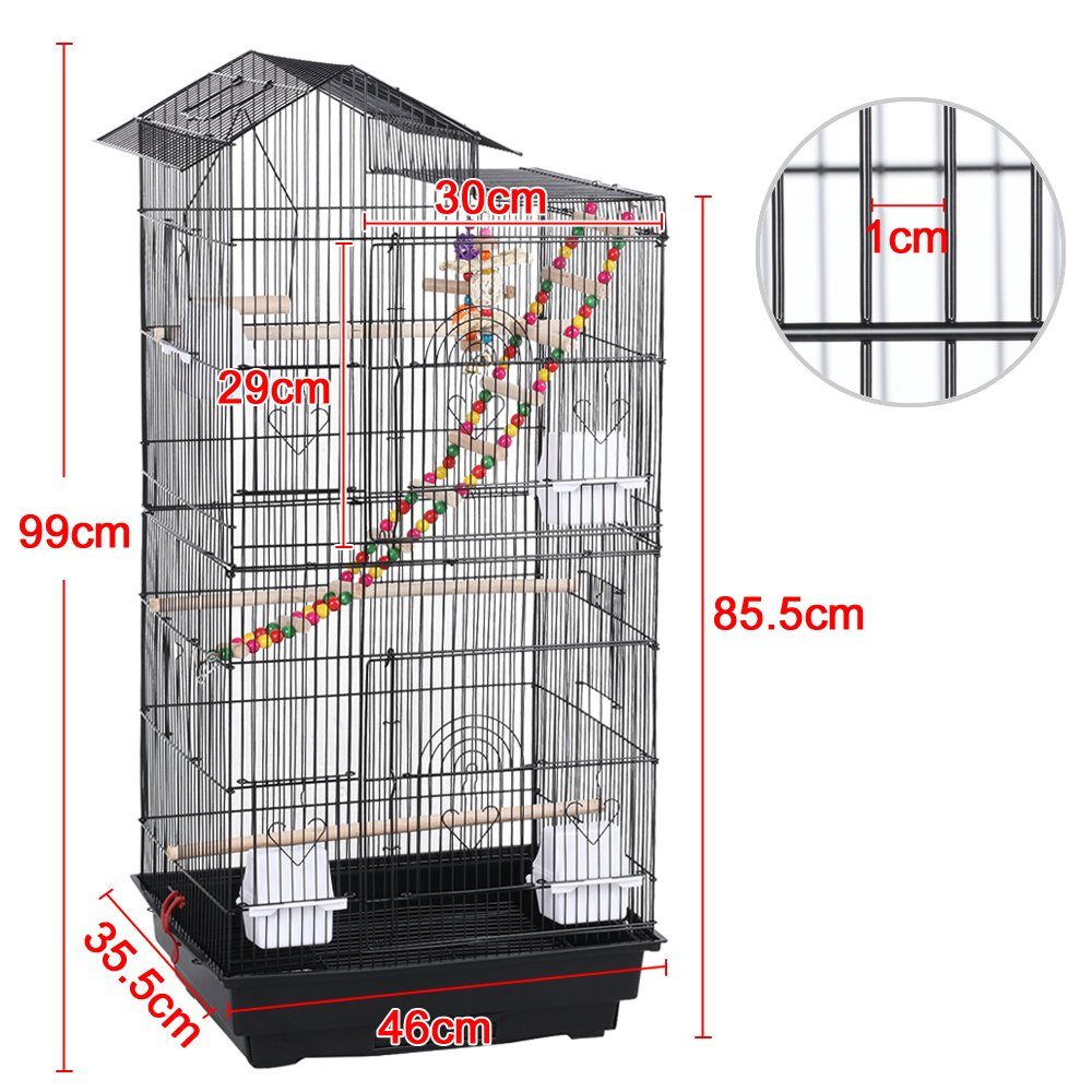 Yaheetech Vogelkäfig, Vogelvoliere mit Vogelspielzeuge Käfigspielzeug