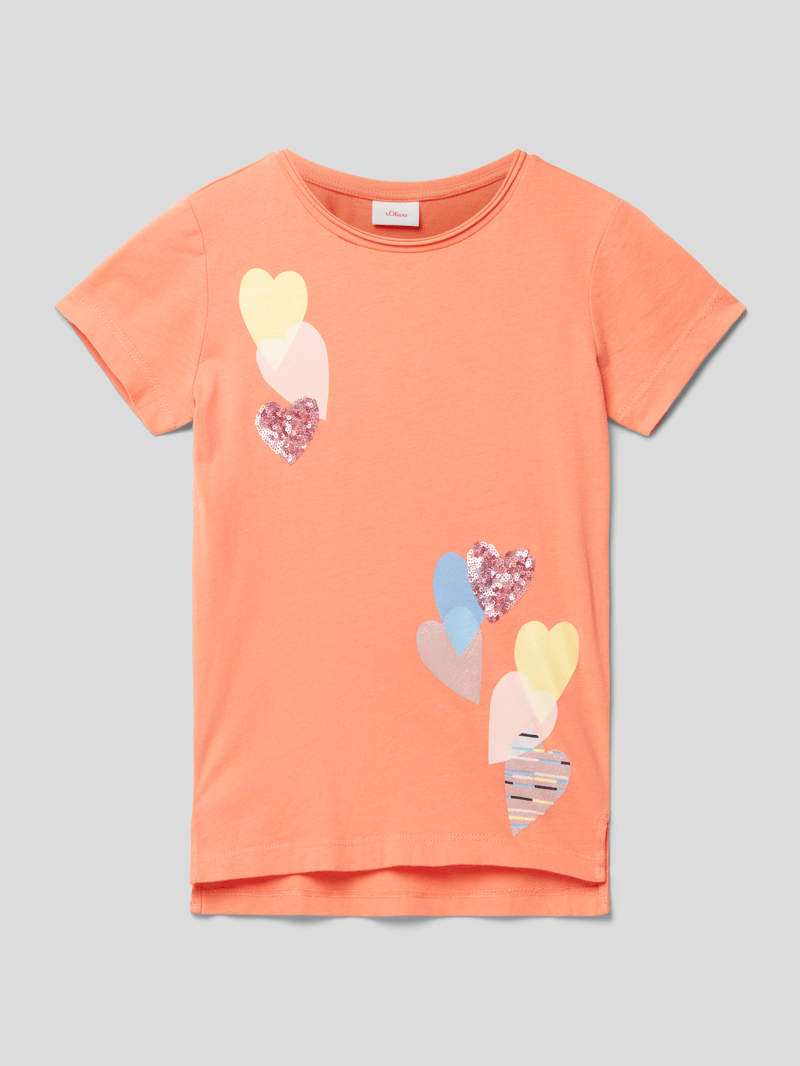 T-Shirt mit Motiv-Print in orange