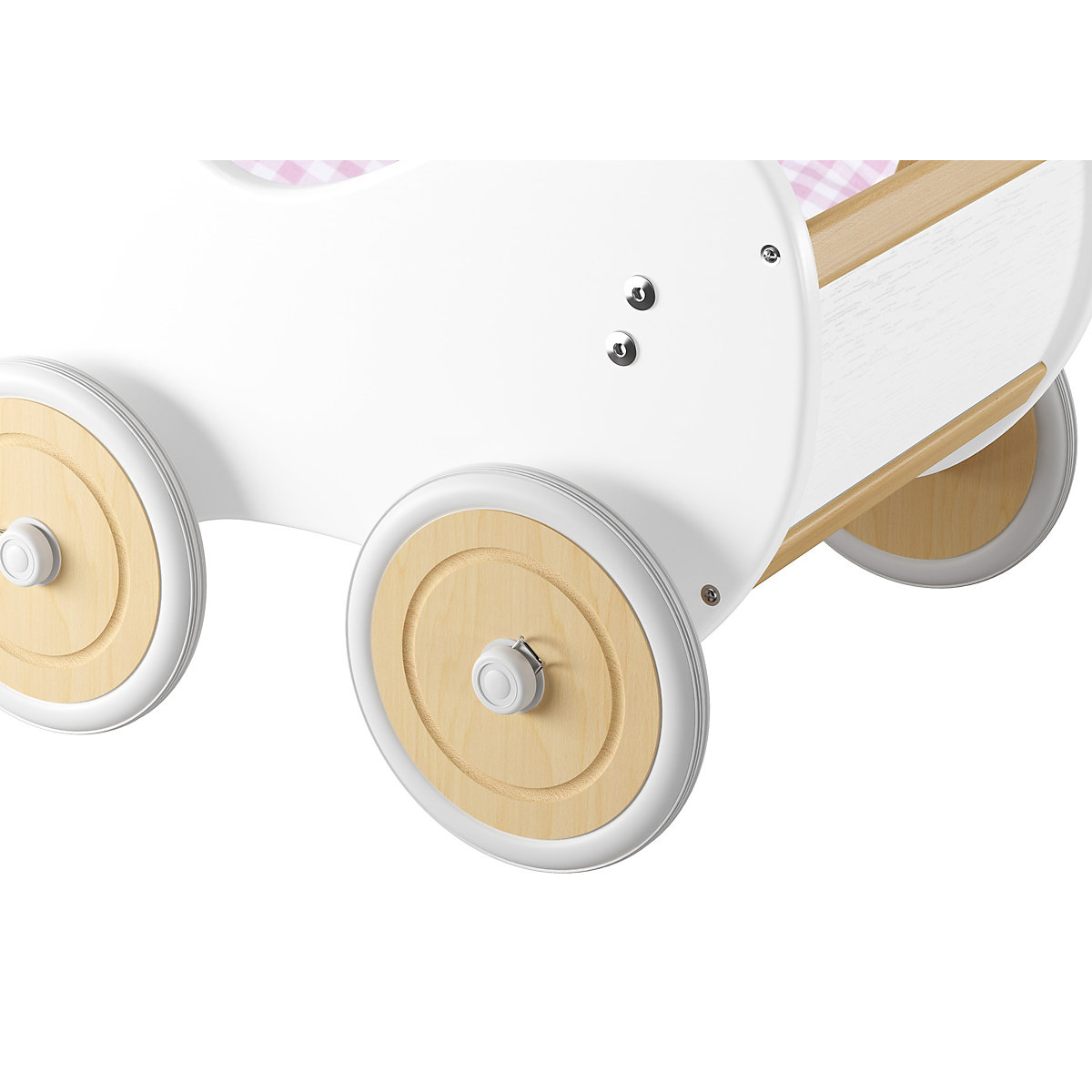 Weißer Holzpuppenwagen als Lauflernhilfe 95-001