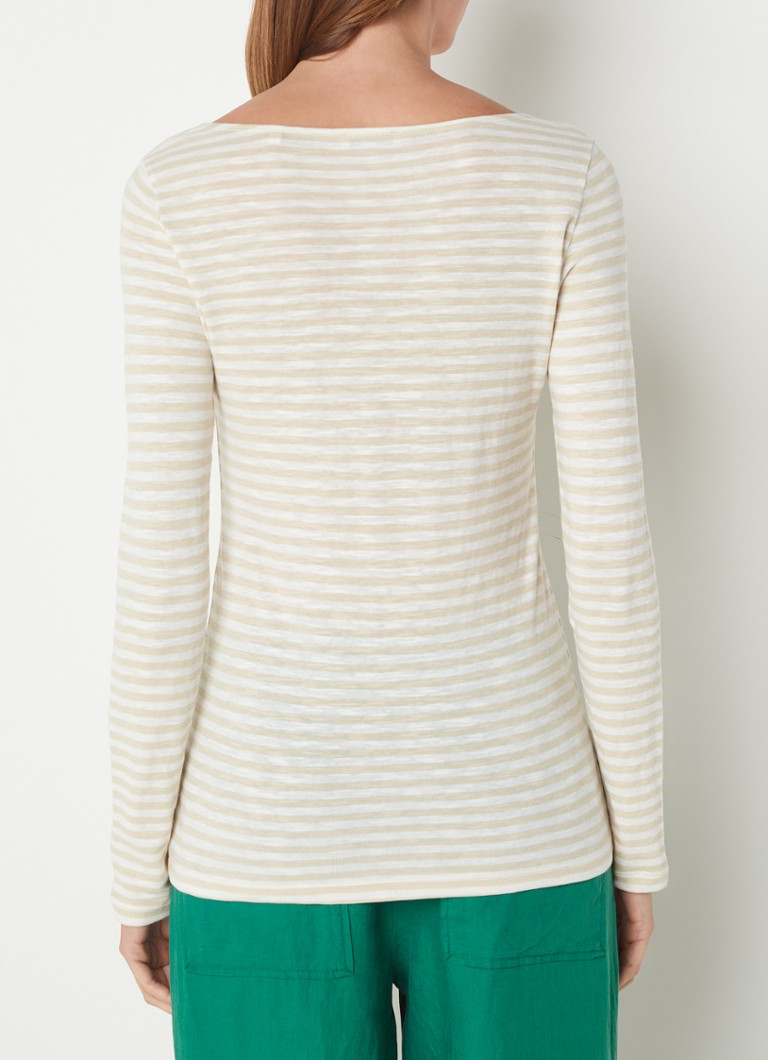 Marc O'Polo Fine-knit long-sleeved shirt with stripe print and boat neckline