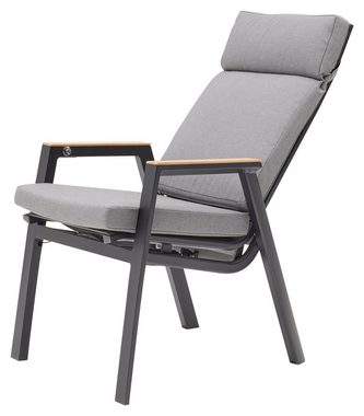MONDO Gartensessel FERINA, Aluminium, Anthrazit, Grau, B 72 x T 59 cm (1-St), Rücken verstellbar, mit Sitz- und Rückenkissen