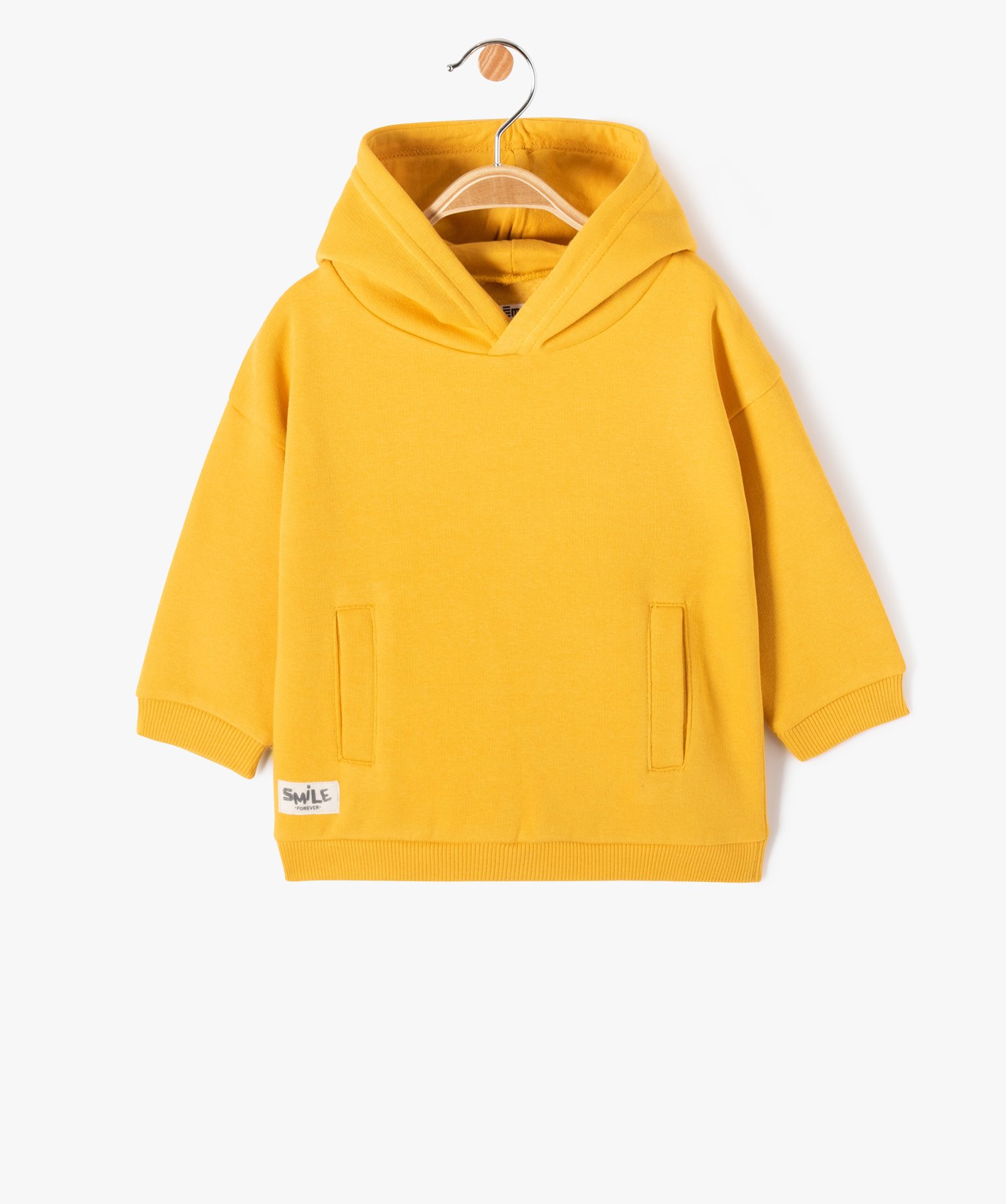 Sweat à capuche en molleton doux bébé Garçon jaune | GEMO