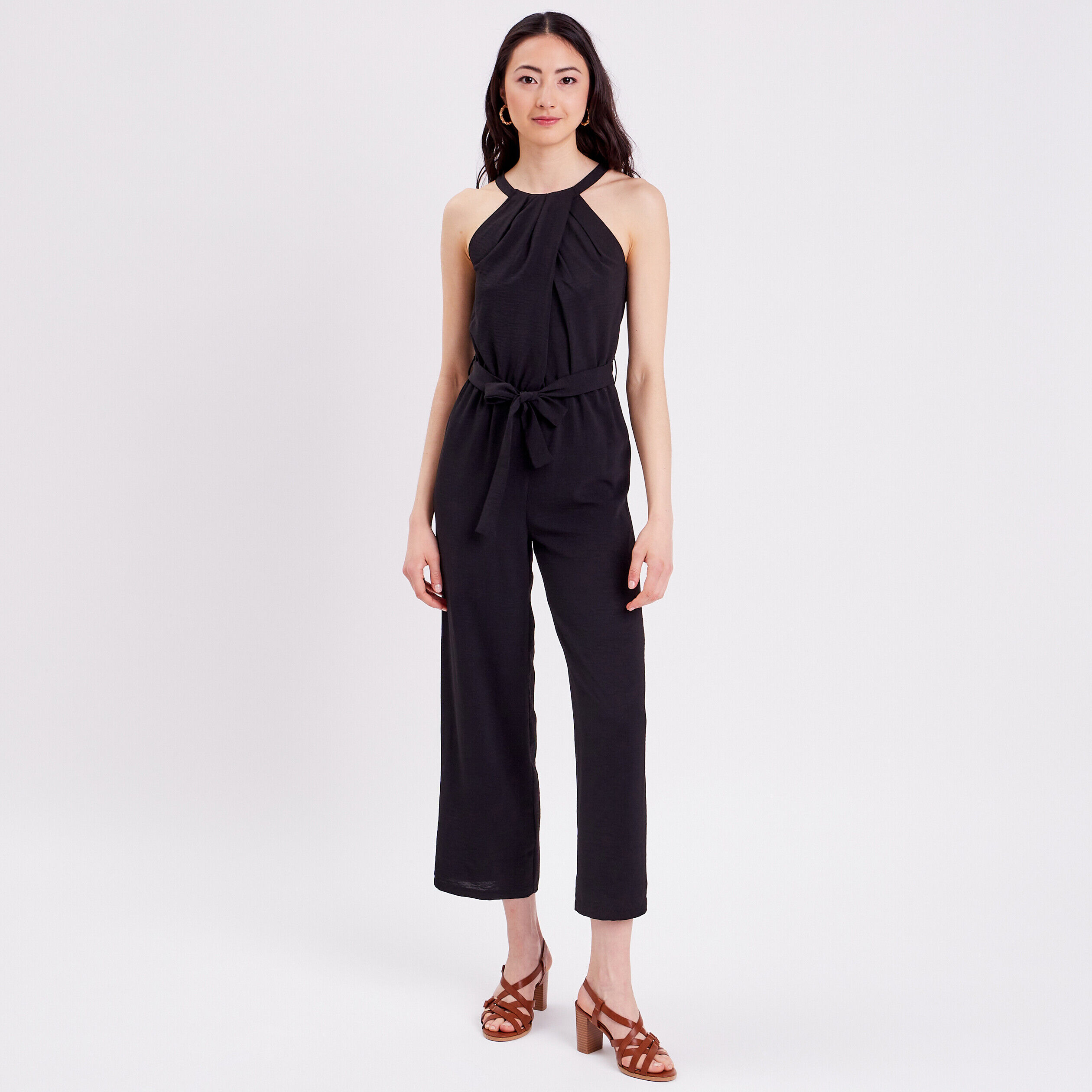 Combinaison pantalon ceinturée noir femme | Cache Cache