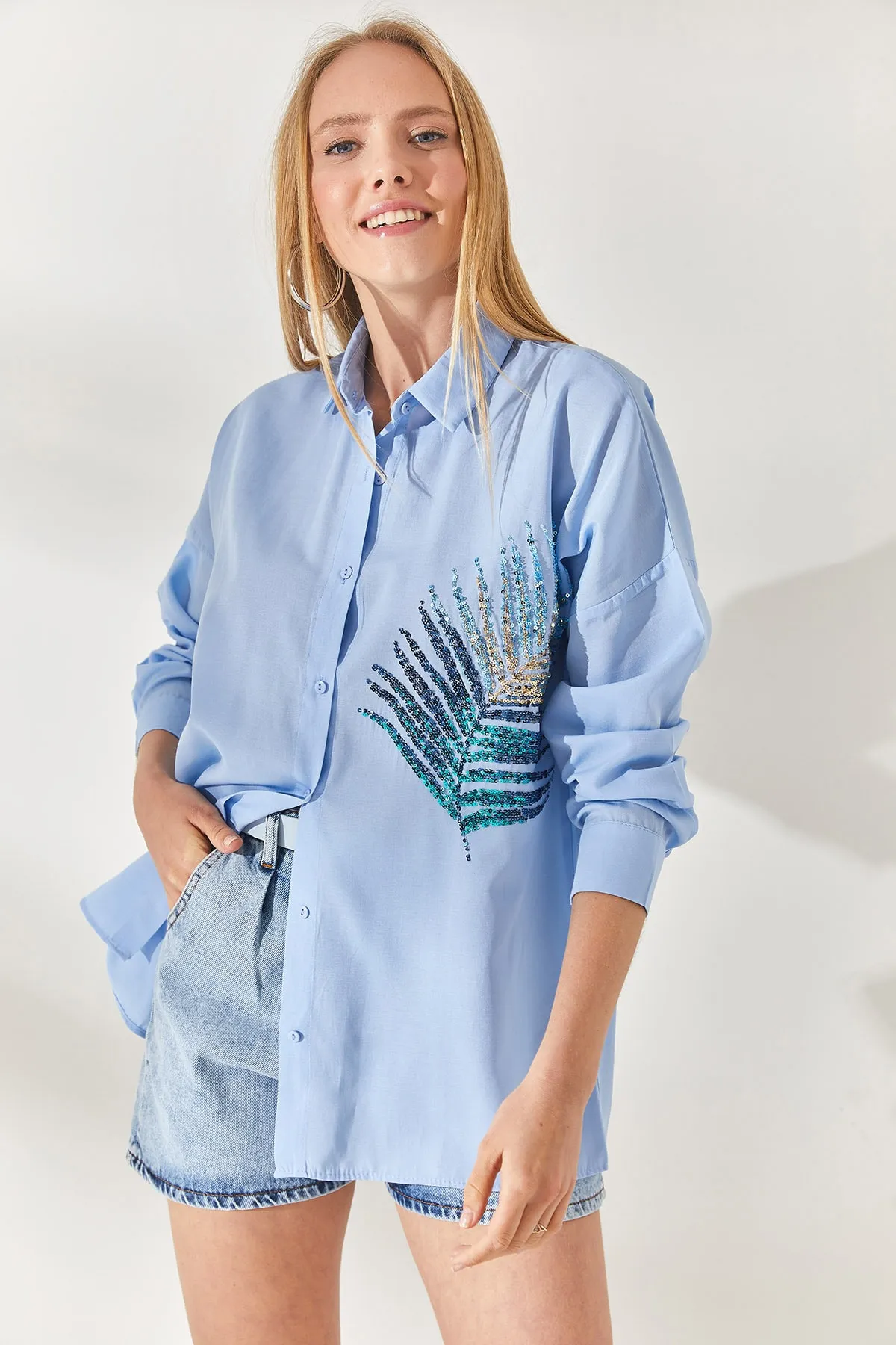 Olalook  Hemd - Blau - Oversized