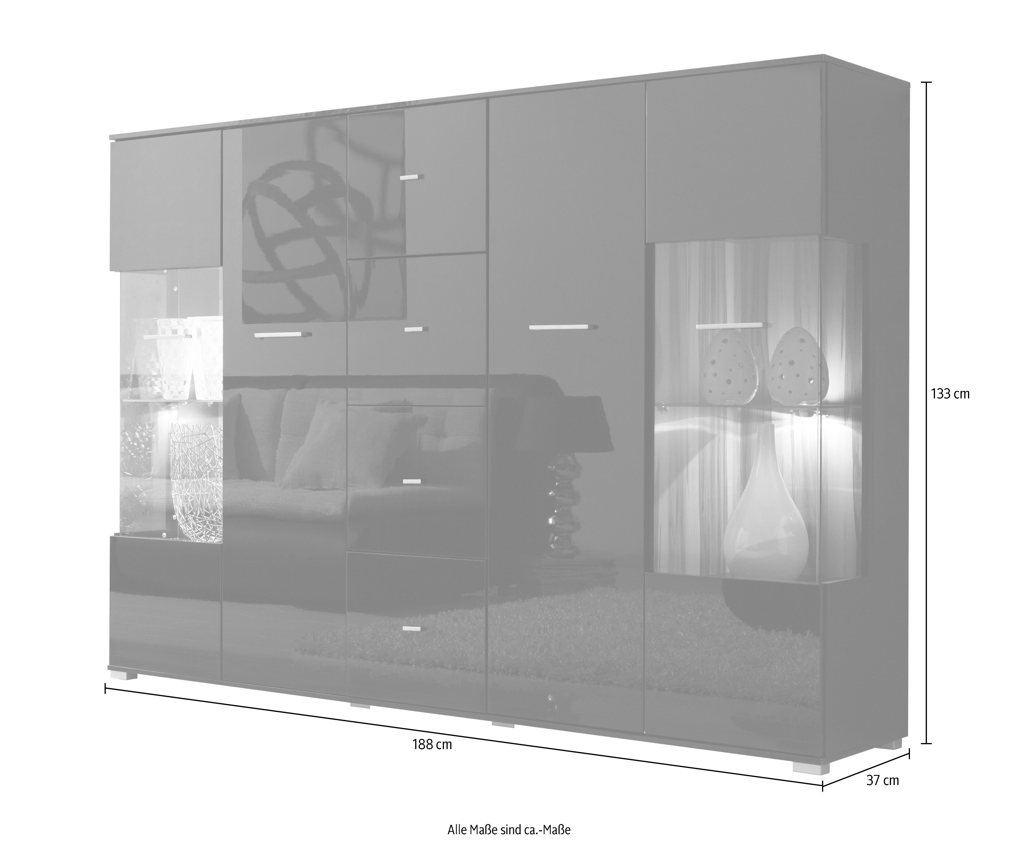Höltkemeyer Highboard STYLE, Breite 188 cm, ohne Beleuchtung