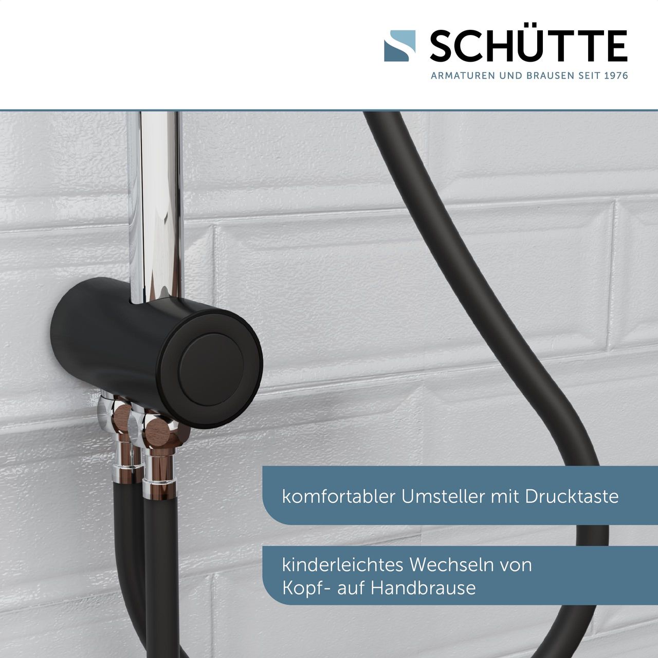 Schütte Duschset MATAO RAIN Chrom/Schwarz matt