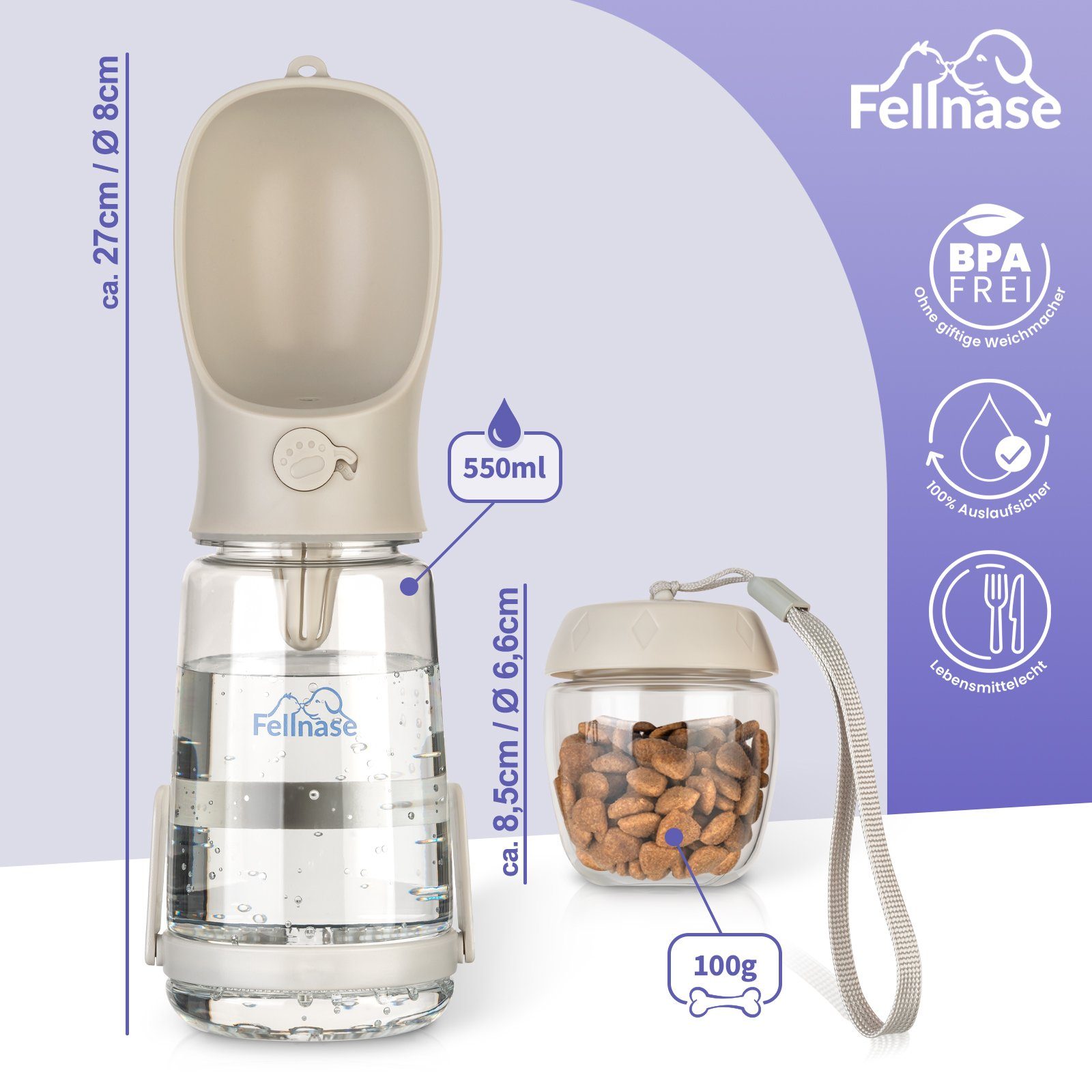 Fellnase Hunde-Futterautomat Hunde Tinkflasche mit Futterbox 500 ml