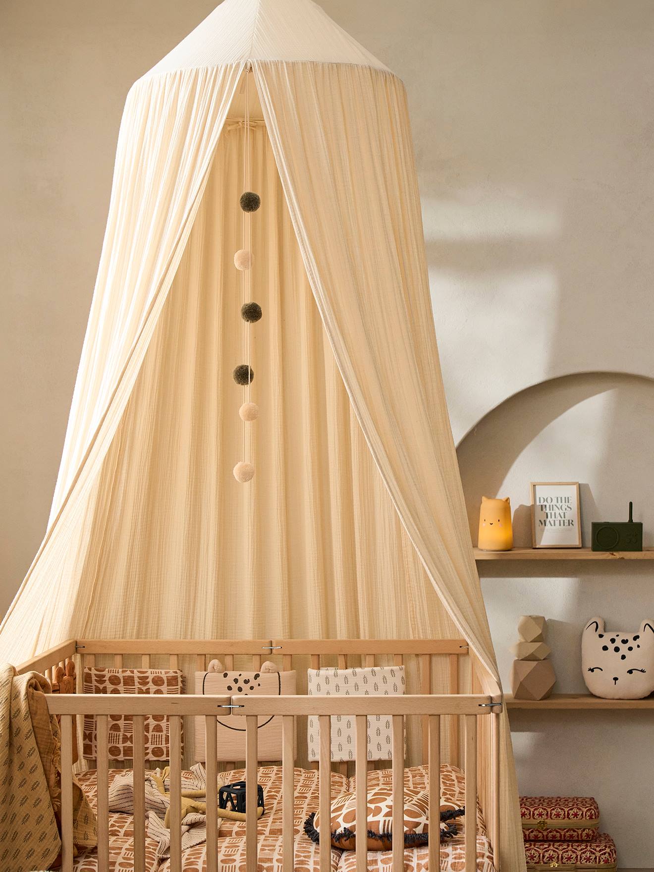 Vertbaudet Kinderzimmer Betthimmel aus Musselin, 300cm - zartrosa