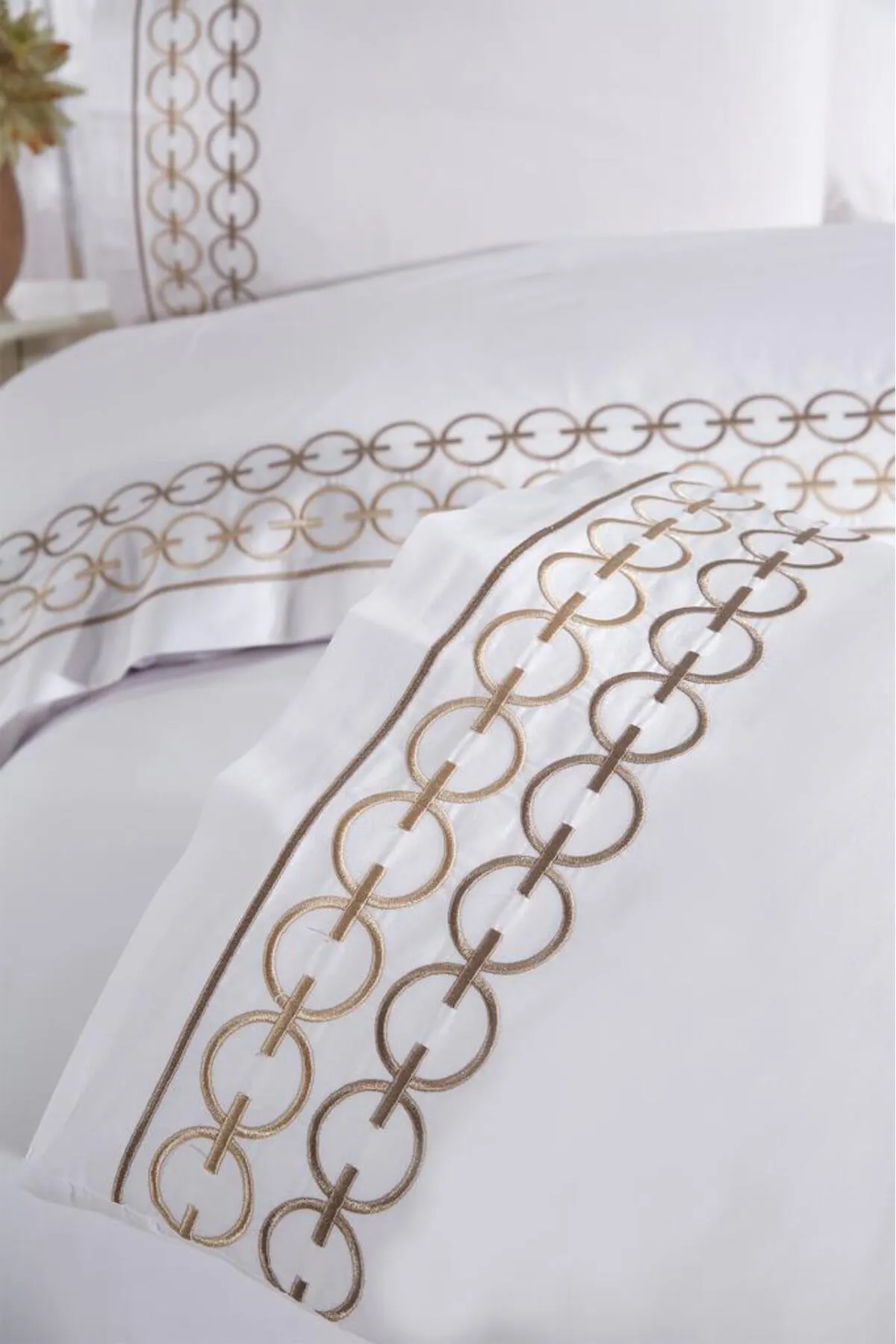 Çeyiz Diyarı  Bettwäsche Doppelbett - Beige - Gestreift