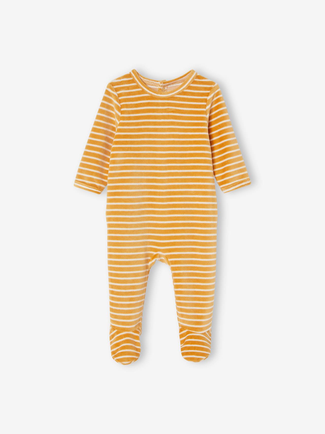 Lot de 3 pyjamas en velours bébé ouverture dos BASICS lot curcuma