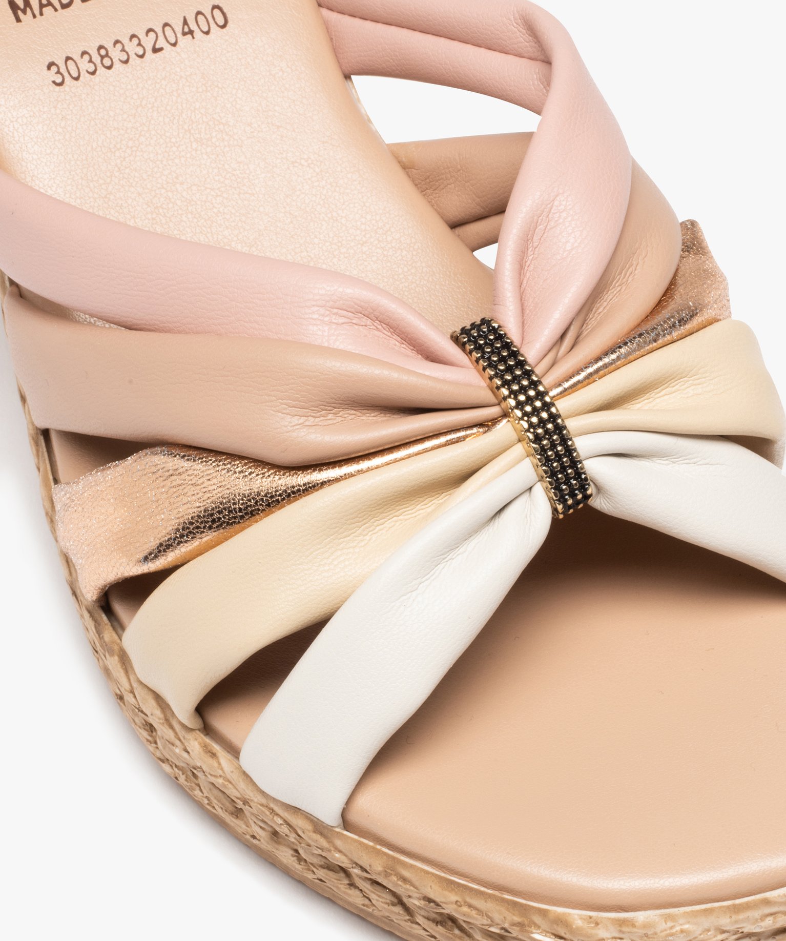 Mules femme à talon compensé et à brides fantaisie beige | GEMO