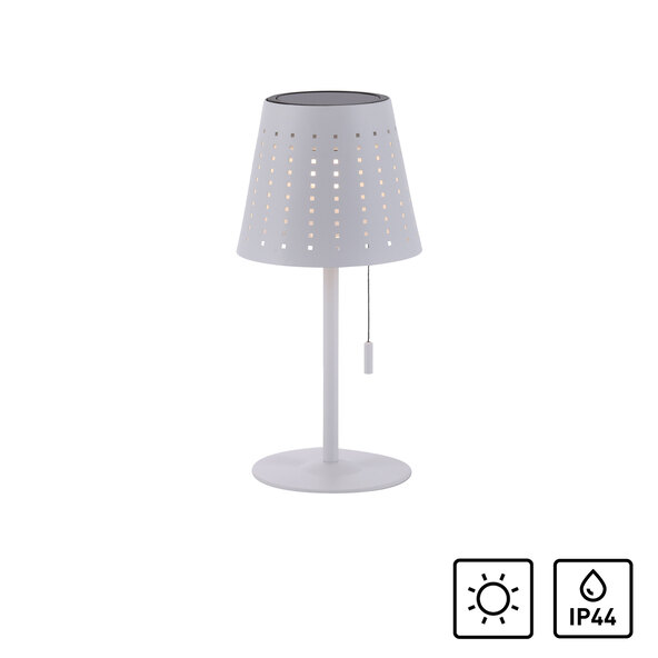 LED Akku-Solar-Tischleuchte Mandy, weiß