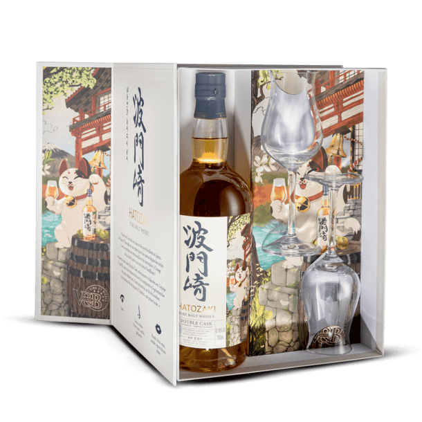 Coffret Hatozaki Double Cask Umeshu Finish V and B + 2 Verres 46%