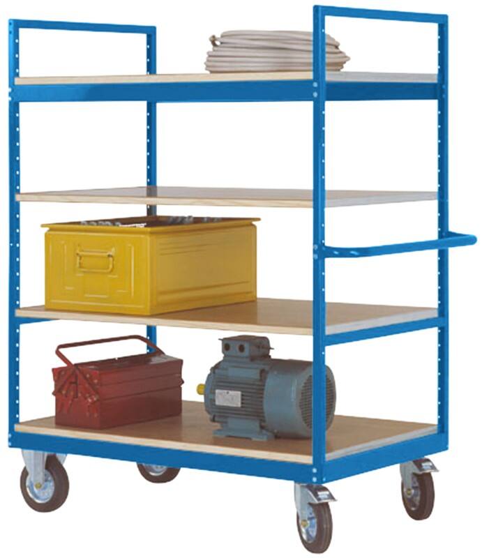 Manuflex Mobil Etagenwagen VARIMOBIL 4 Fachböden Brillantblau 700 x 1.030 x 1.730 mm