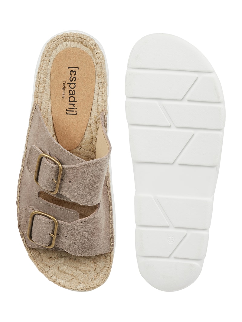 Sandalen aus Veloursleder in taupe