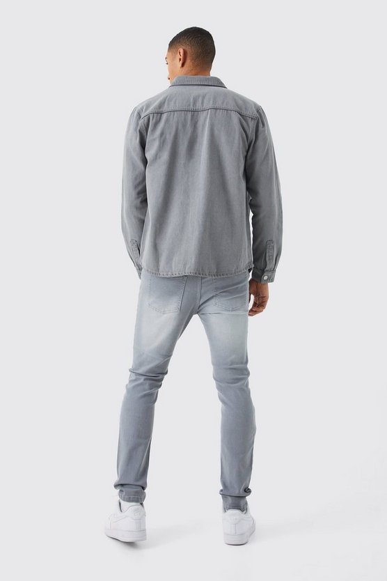 Langärmliges Denim-Overshirt