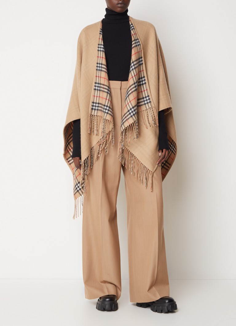 Burberry Fine-knit wool poncho with fringes