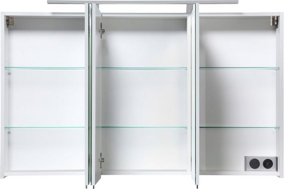 welltime Spiegelschrank Torino Breite 120 cm, 3-türig, LED-Beleuchtung, Schalter-/Steckdosenbox
