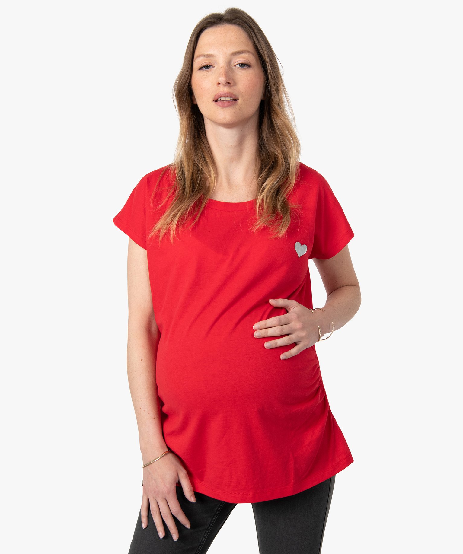 Tee-shirt de grossesse avec petit motif rouge | GEMO