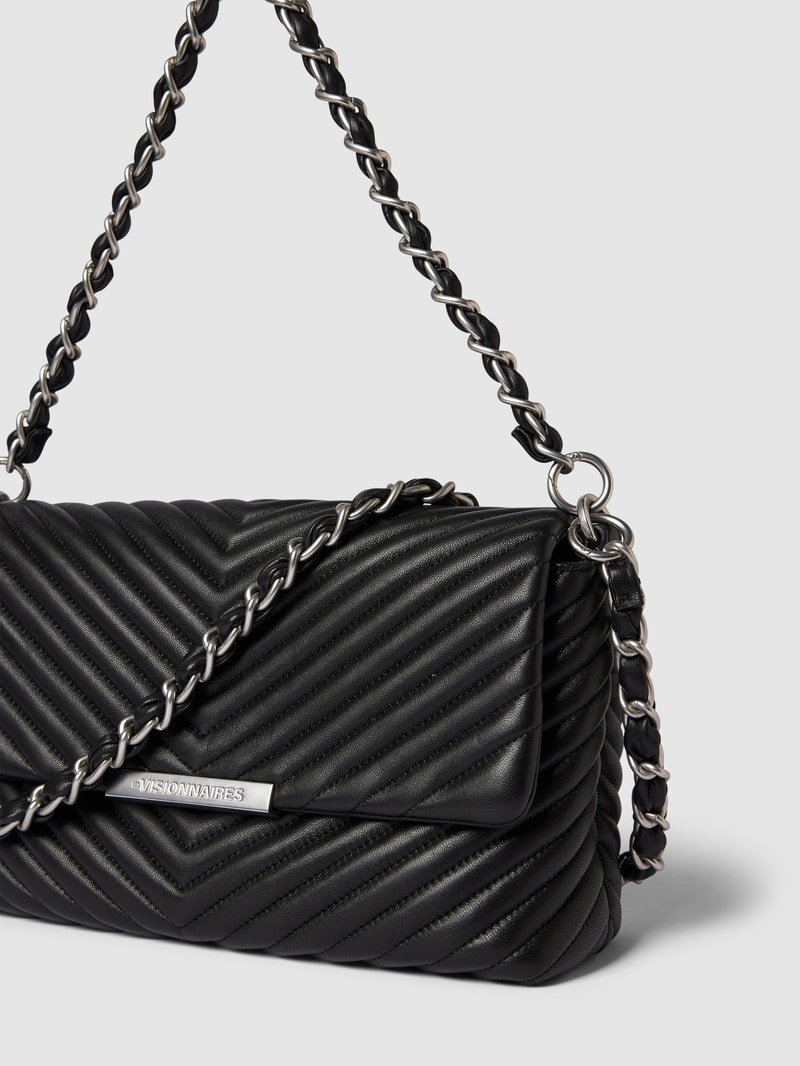 Umhängetasche mit Label-Detail Modell 'COCO' in schwarz